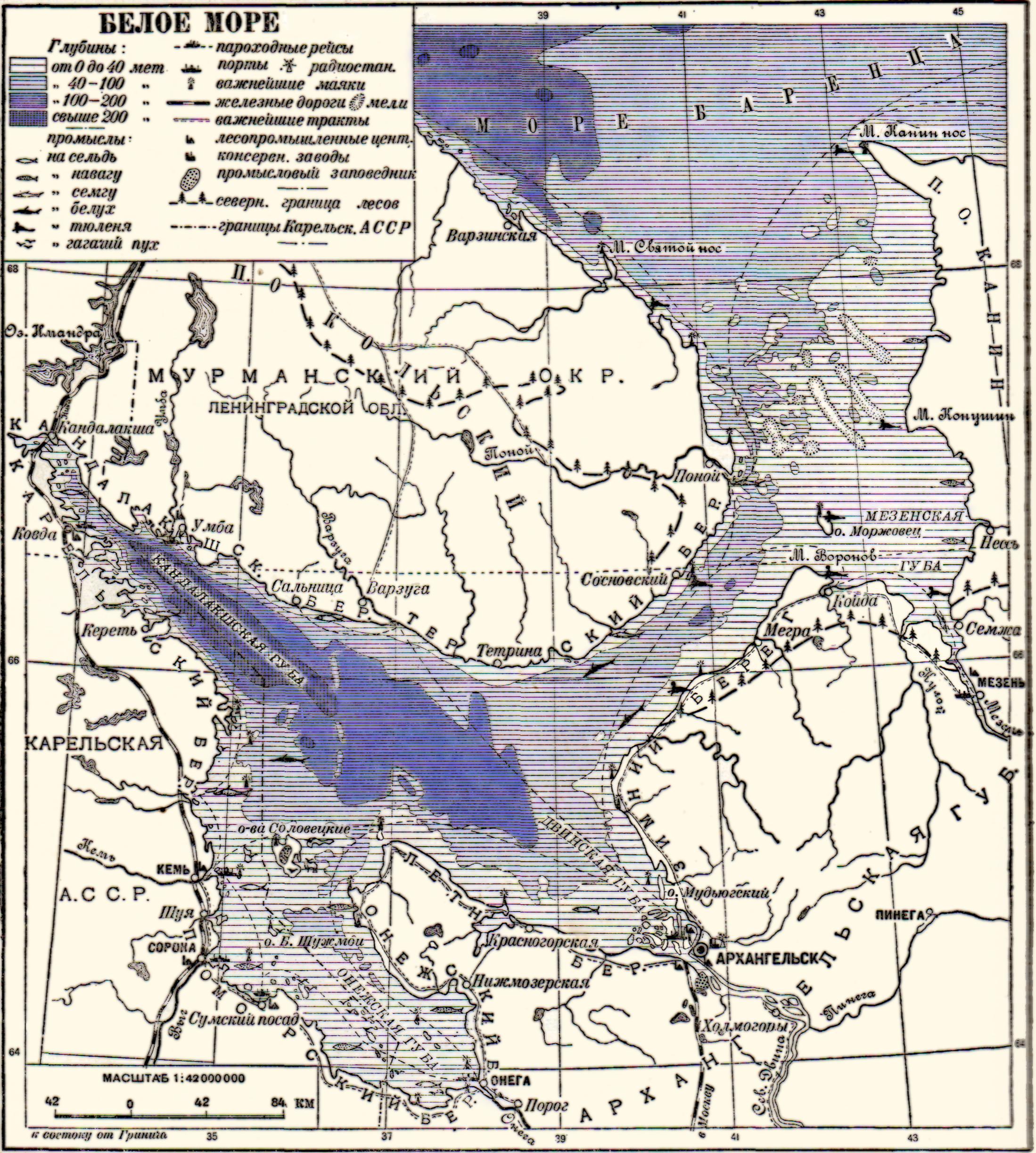 карта белого моря