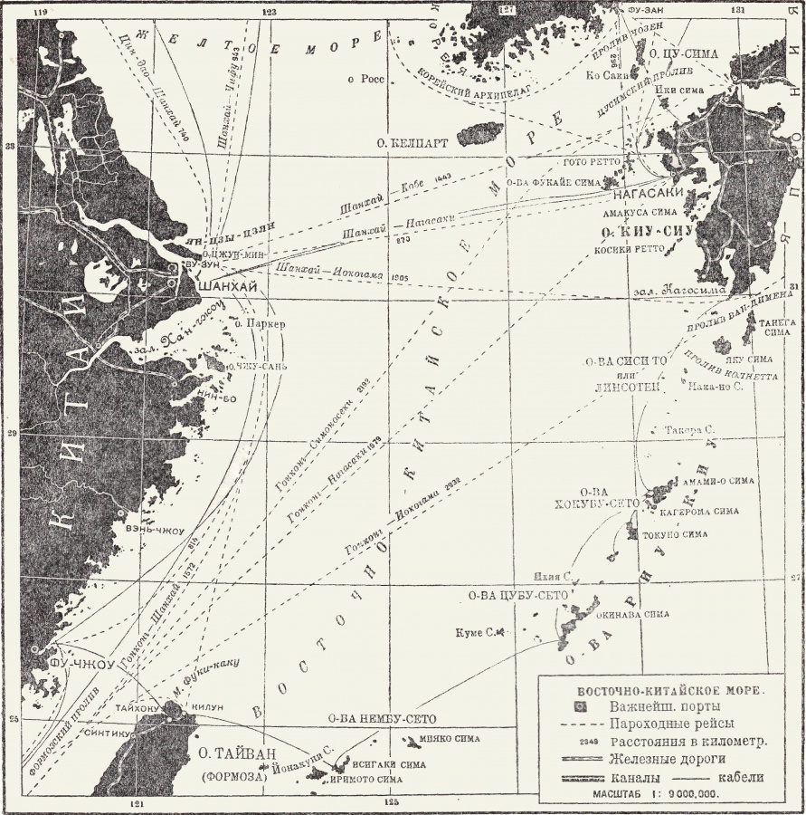 Восточно китайское море карта